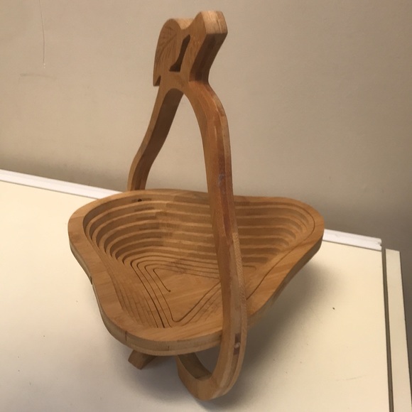 Wooden Pear Shaped Collapsible Basket - Picture 2 of 5